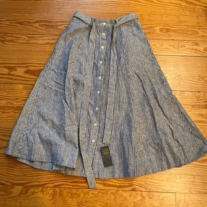 NWT Polo Ralph Lauren striped linen midi skirt